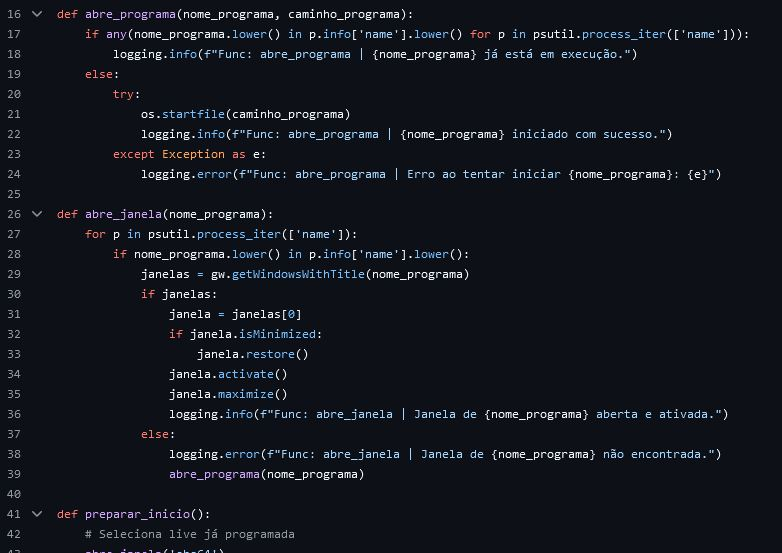 Automação de transmissão ao vivo